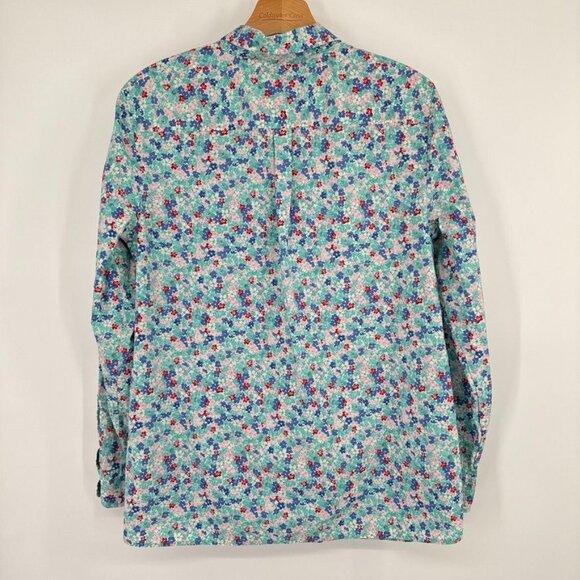 Talbots blouse Womens Button Down Floral Shirt size Large Cotton Long Sleeve - Picture 10 of 11